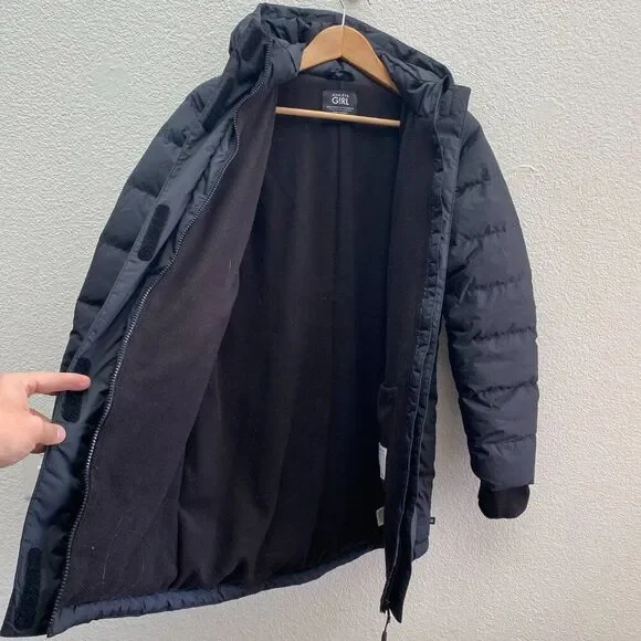 Athleta Girl Snow Day Down Jacket Goose Down 16 / XXL Black Winter Warm $168